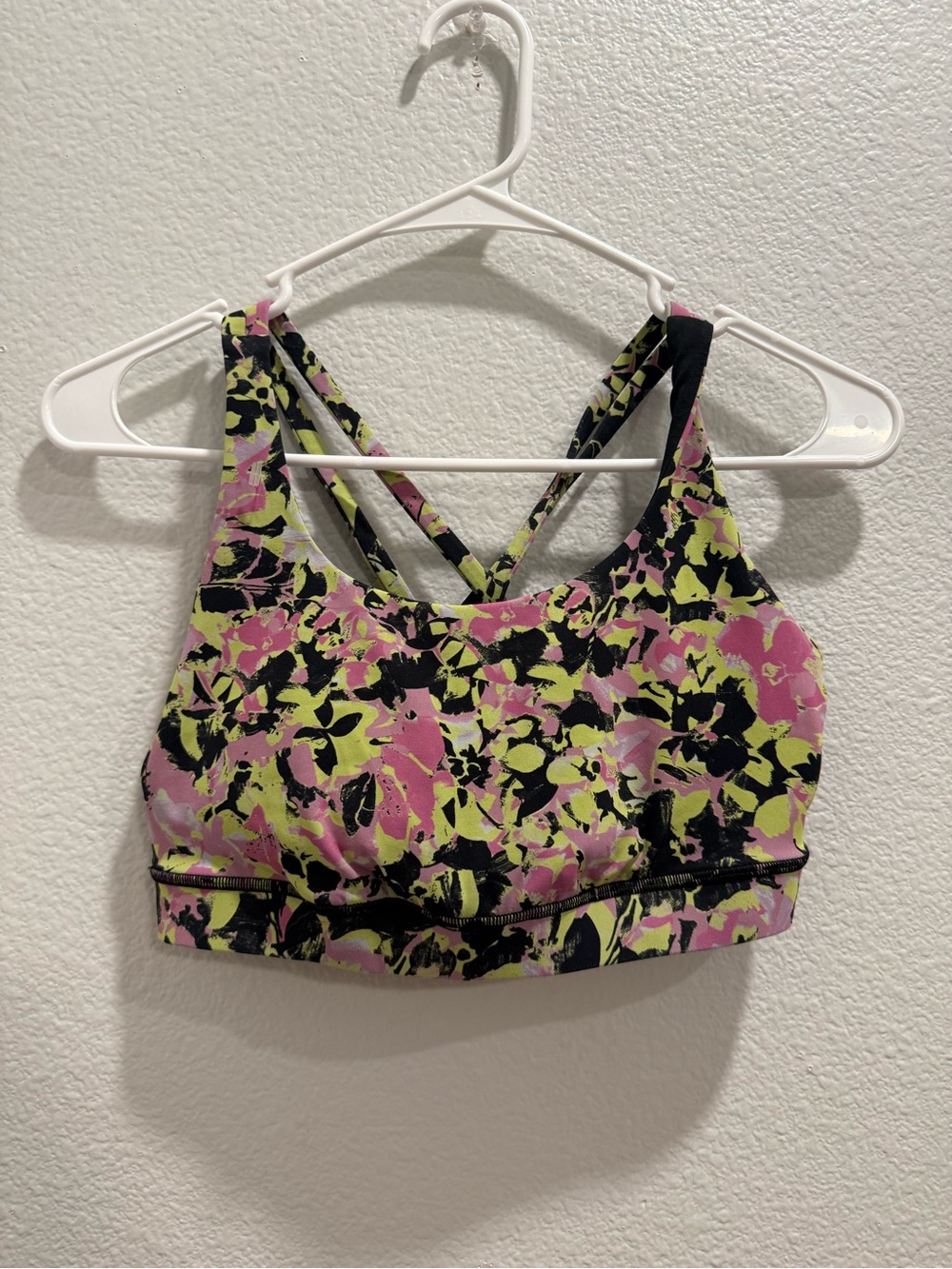 Lululemon Floral Print Strappy Sports Bra - Pink/Black/Yellow